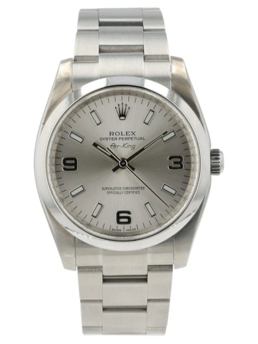Rolex OP Silver Dial Stainless Steel 34mm Automatic Movement Men’s Watch 114200